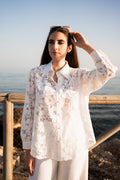 CAMICIA IN PIZZO DI COTONE BIANCA