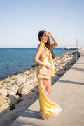 VESTITO ASIMMETRICO IN RASO CON PIZZO