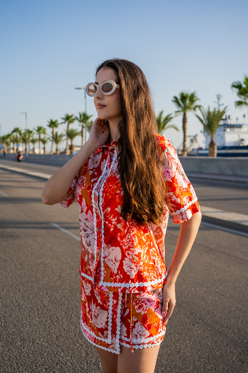 COMPLETO CAMICIA E SHORTS ROSSO